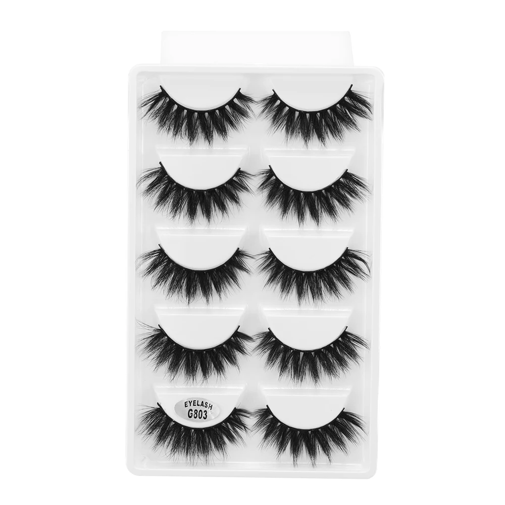 LEKGAVD 5 пар Wispies Fluffies драма ручная работа безжалостные ресницы 6D искусственные норковые волосы Накладные ресницы для наращивания Красота Макияж - Цвет: G803