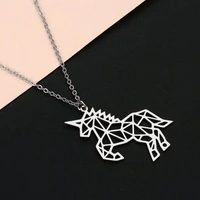 todorova origami unicorn necklace choker horse necklace women stainless steel animal necklace statement jewelry gift