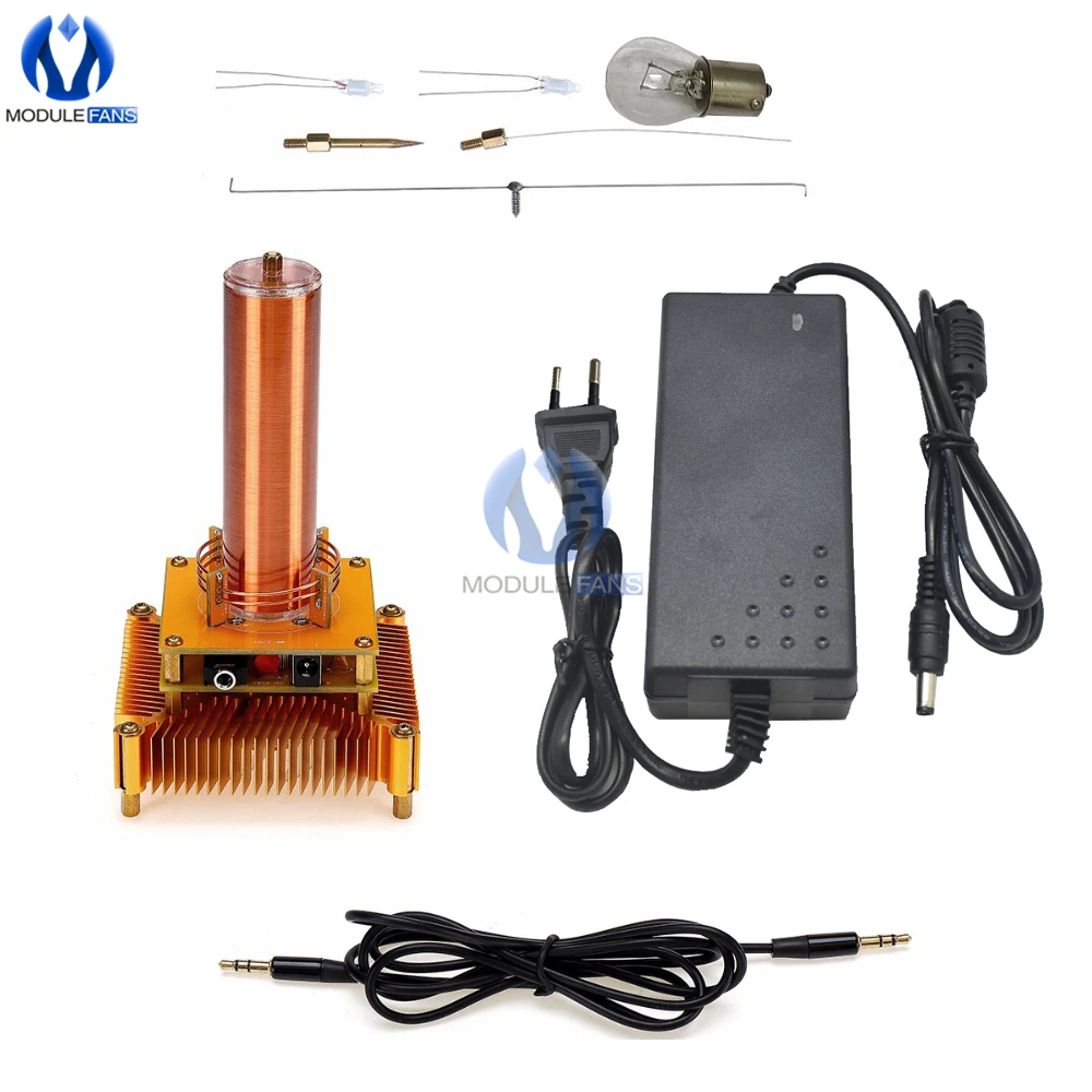 Musical Tesla Coil Music Plasma Speaker DC8-32v Module Golden With Acrylic Shell EU/US Power Plug | Электронные компоненты и