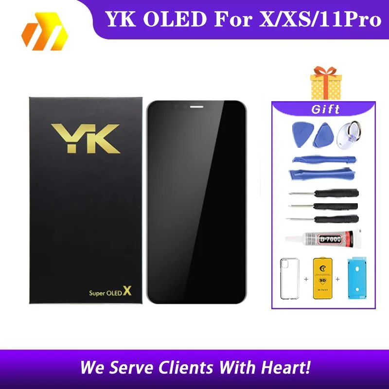 

Дисплей для iPhone X XS 11Pro с OLED-экраном AAA +++, замена YK для iPhone X, ЖК-дисплей с True Tone, без мертвых пикселей, бесплатные инструменты