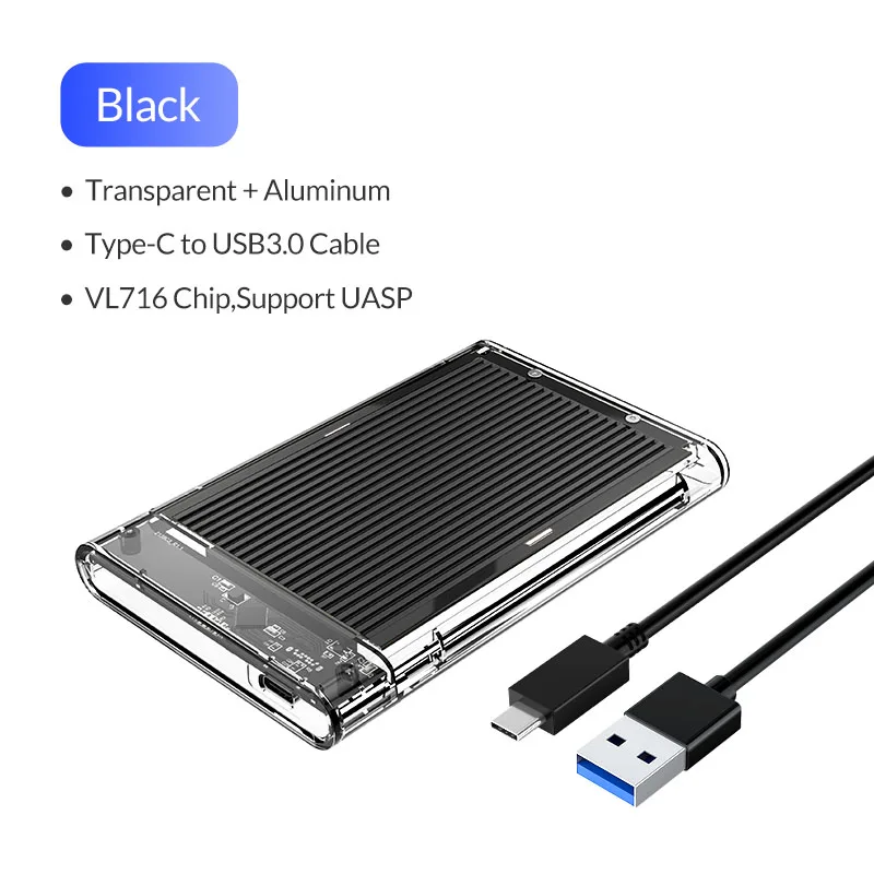 ORICO HDD корпус Чехол USB3.1 Gen1 Тип C HDD чехол 4 ТБ жесткий диск Внешний корпус Чехол 5 Гбит/с для Windows/Mac - Цвет: Black