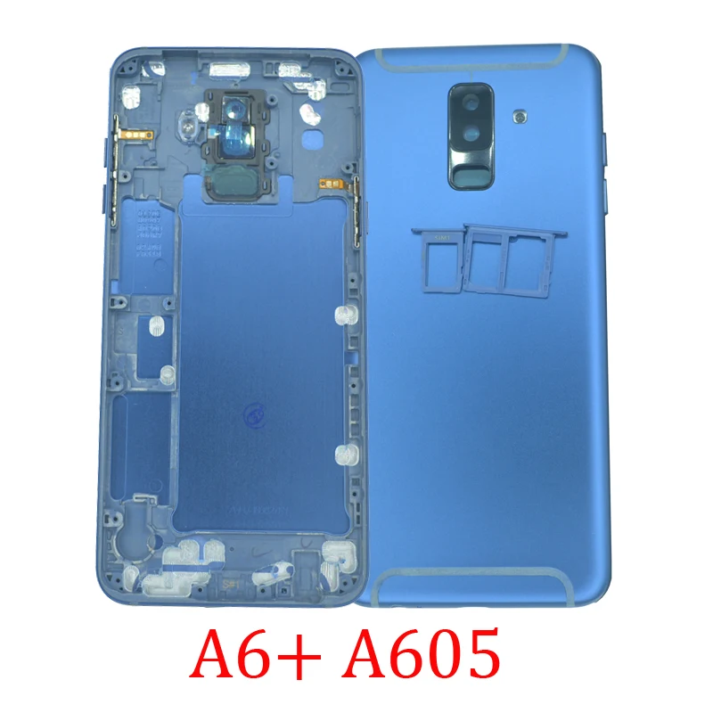 

New Housing Back Cover For Samsung A6+ A6 Plus A605 A605F A605G Original Phone Aluminum Metal Chassis Case Rear Panel + Sim Tray