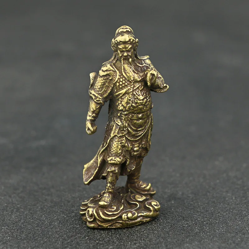Guan Gong Винтажный медный китайский Бог богатства Статуя Гуань Гун маленькие украшения Ретро латунный Гуань Ю статуэтки настольные украшения ремесла подарок - Цвет: Guan Gong