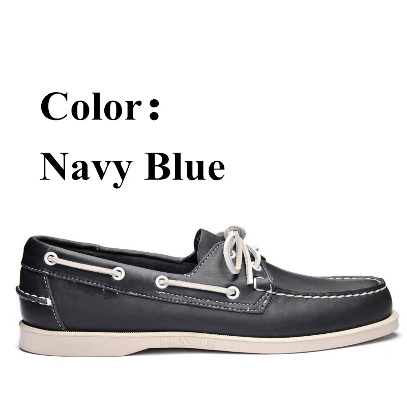 Chaussure Nautique Homme Docksides De Men Genuine Leather Boat Shoes Plus Big Size Navy Black Brown Brand Flats Loafers A045 | Обувь