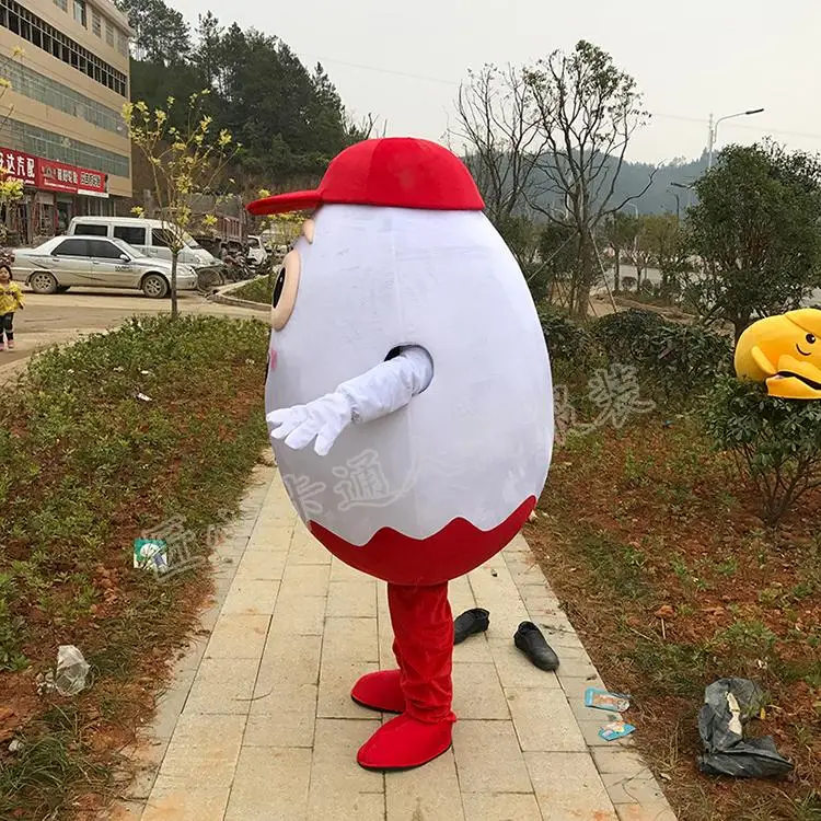 Customise White Egg Mascot Costumes with Red Hat Halloween for Sale Free Shipping | Тематическая одежда и униформа