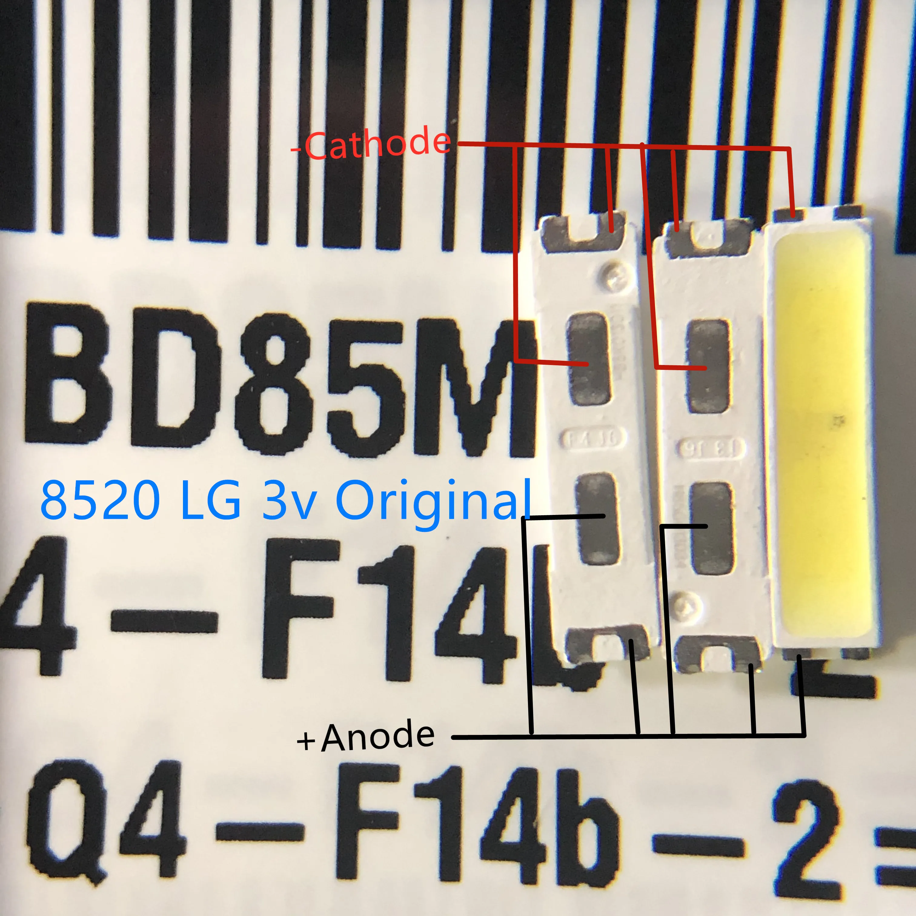 100 шт. для LG SMD 8520 светодиодный ная подсветка 0 5 Вт 3 в холодный белый 50-55 лм