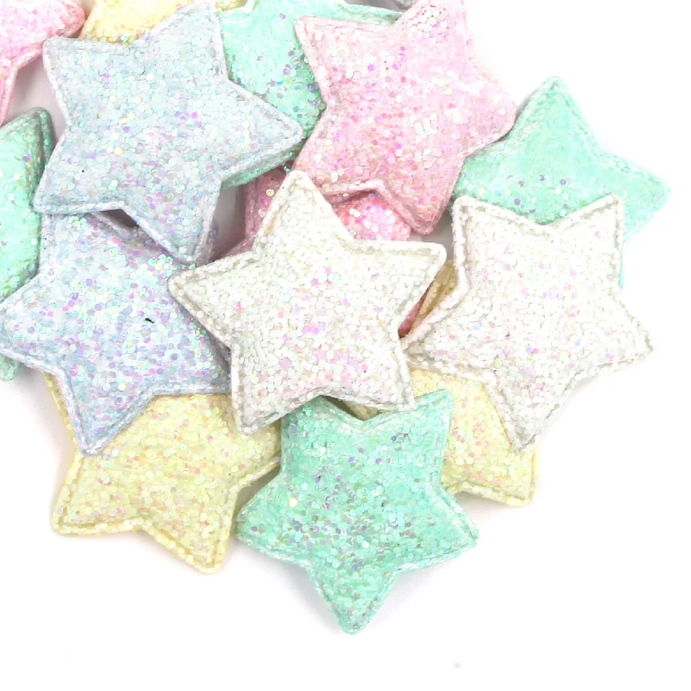 10 шт. разноцветные нашивки со звездами милые с блестками для одежды блестящие
