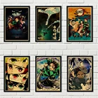Японское аниме истребитель демонов: Kimetsu абстрактная детская комната мультяшная настенная живопись Домашний декор плакаты ретро холст картина