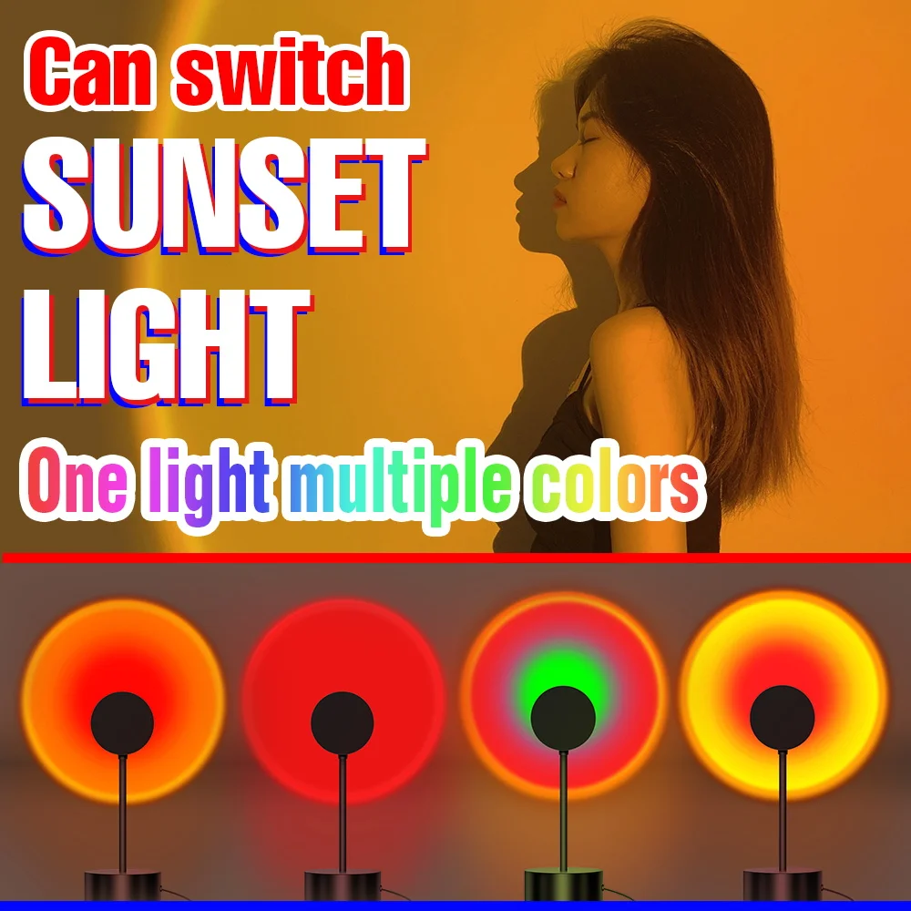 

Led Floor Projection Lights Sunset Lamps Usb Rainbow Night Lamp Ambient Light Bulb For Home Social Magazine Shooting Decorative