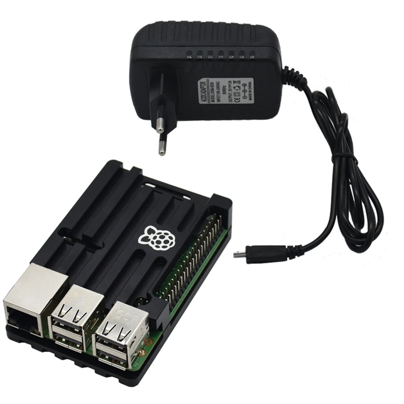 3 в 1 Raspberry Pi 3 Model B+(Plus)+ ЧПУ Алюминий чехол+ 5V 3A Мощность адаптер с поддержкой Wi-Fi и Bluetooth Декодер каналов кабельного телевидения
