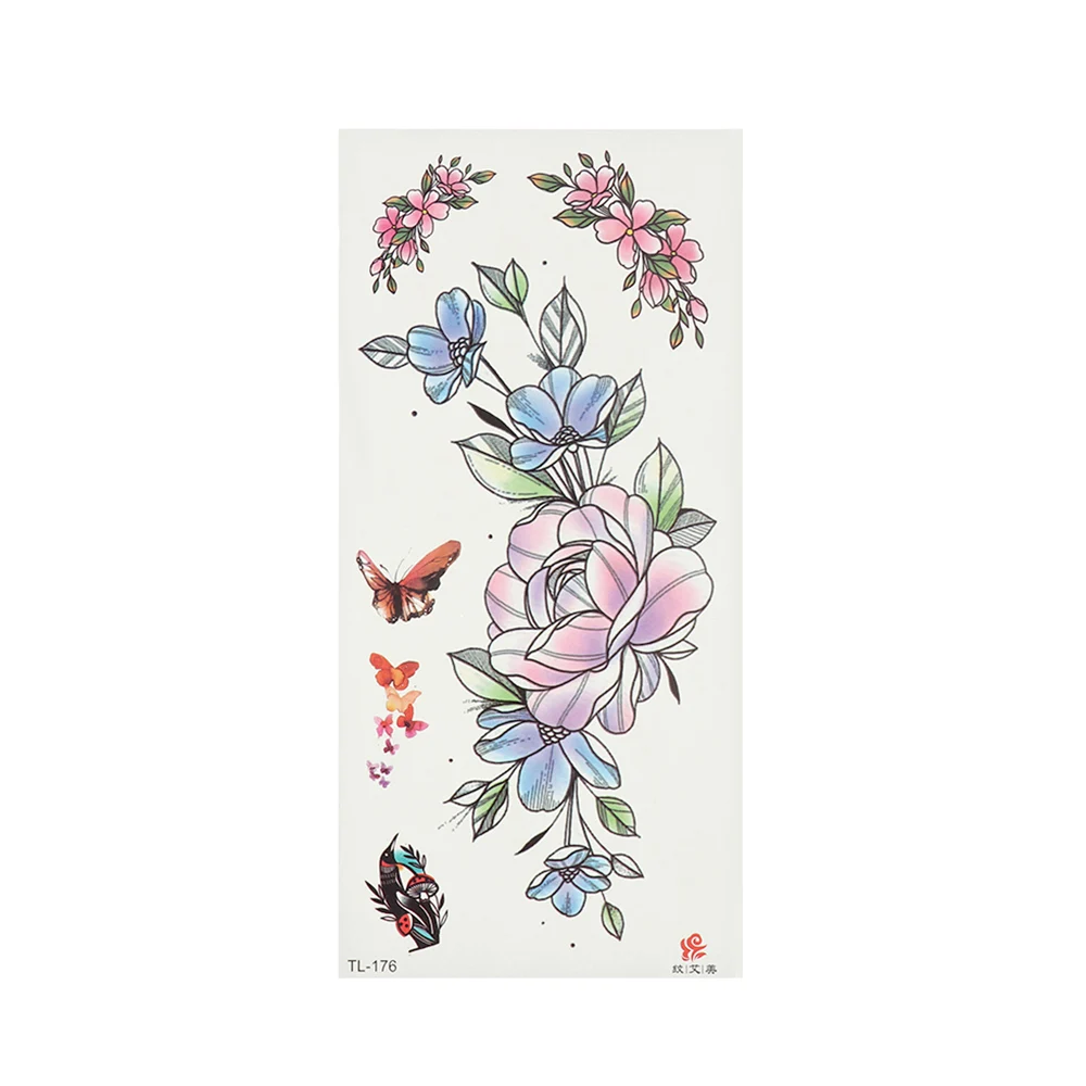 style2-6 1 шт., новинка, модные, 3D, реалистичные, розовые, сексуальные, водонепроницаемые, временные татуировки для женщин, флеш-тату, на руку, на плечо, большие цветы, наклейки - Цвет: style2-6