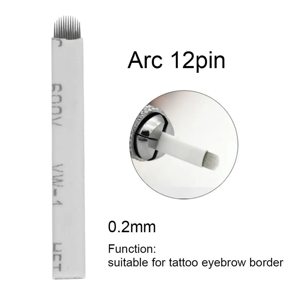 100pcs Arc 12 pin 50 шт. 9 10 21 Pin Перманентный макияж бровей татуировки иглы Лезвия для 3D вышивки микроблейдинг Татуировки Ручка аксессуары для макияжа тела - Габаритные размеры: 100pcs Arc 12 pin