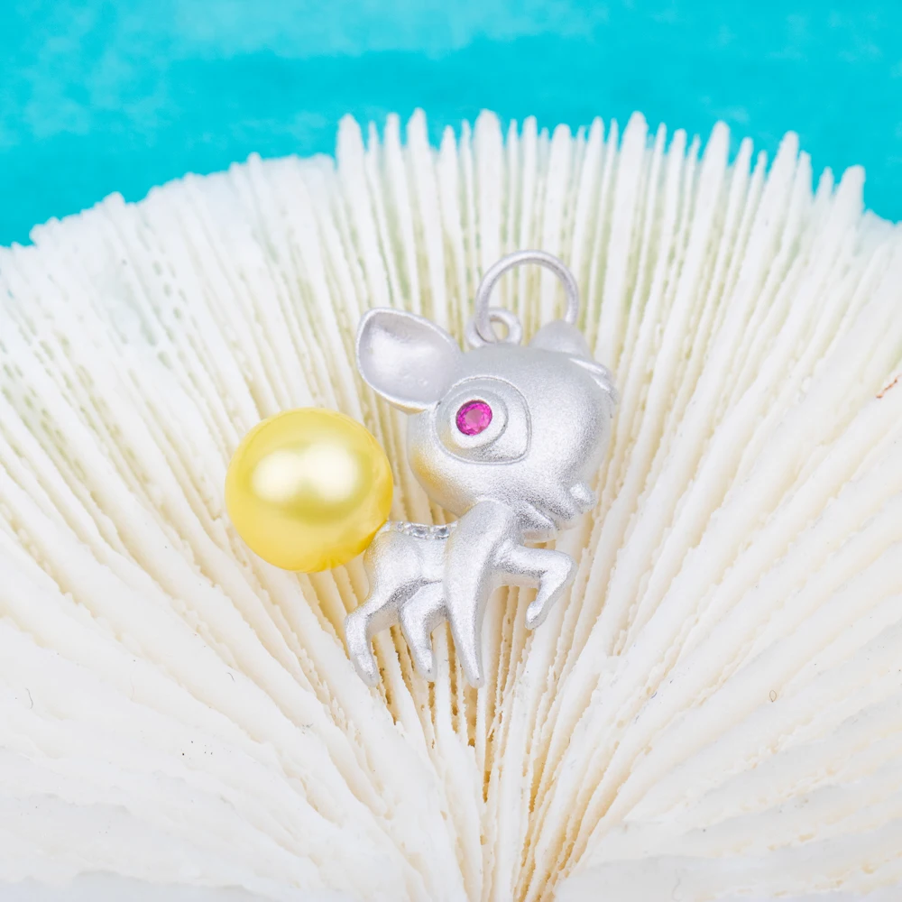 

P040886 Vermeerjewelry реальные 925 пробы серебряная подвеска для ребенка от 6 до 8 мм круглые бусины жемчугом или камнем олень Форма без цепи