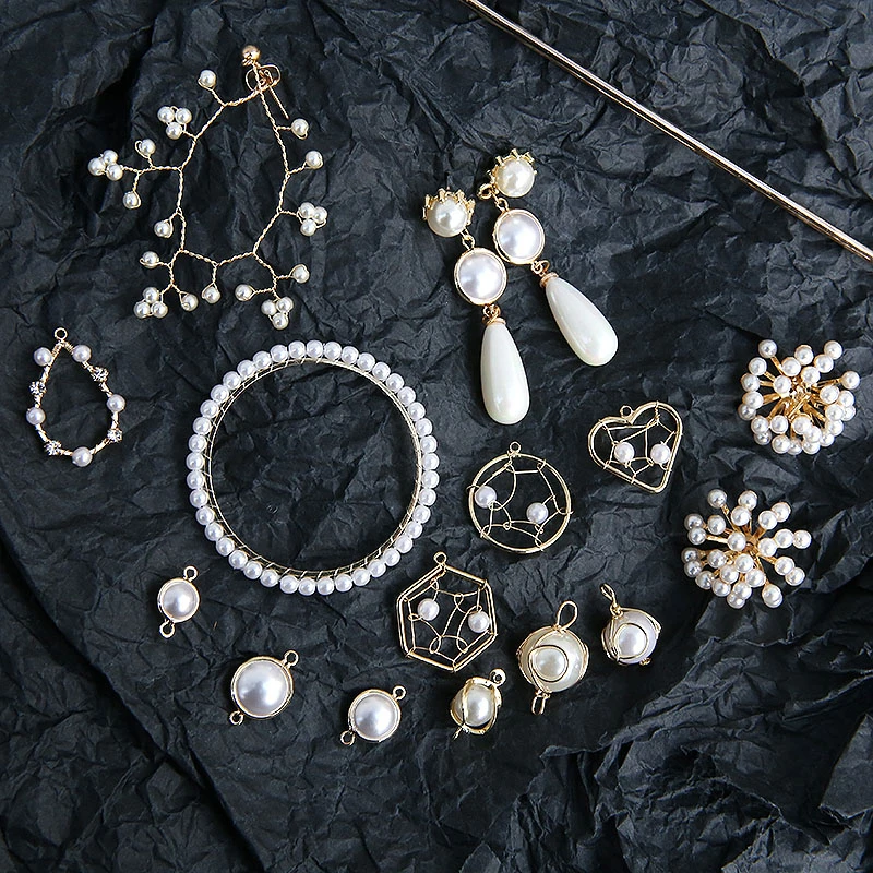 6 шт. корейские винтажные медные жемчужные круглые серьги в форме сердца для