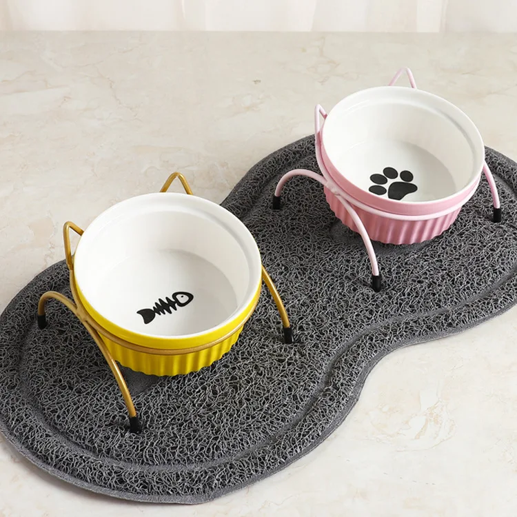 

Porcelain Bowl Pet Bowl Cat Feeding Bowl with Stand Dog Bowl Protecting Cervical Spine Pet Products
