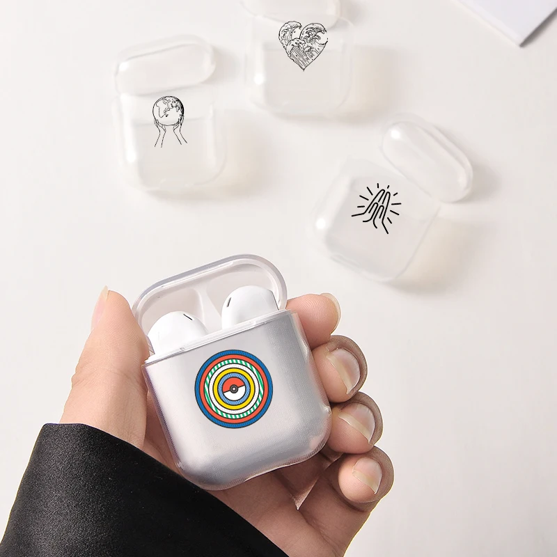 Прекрасный портативный чехол Airpods, беспроводное сердце, черная буква, зеленый круг, милый поп прозрачный защитный чехол для наушников