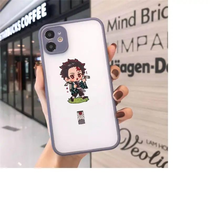 

Cute cartoon ghost slayer Phone Cases Matte For iPhone 12 Mini 11 Pro XR XS Max 7 8 Plus X Hard PC Back Cover