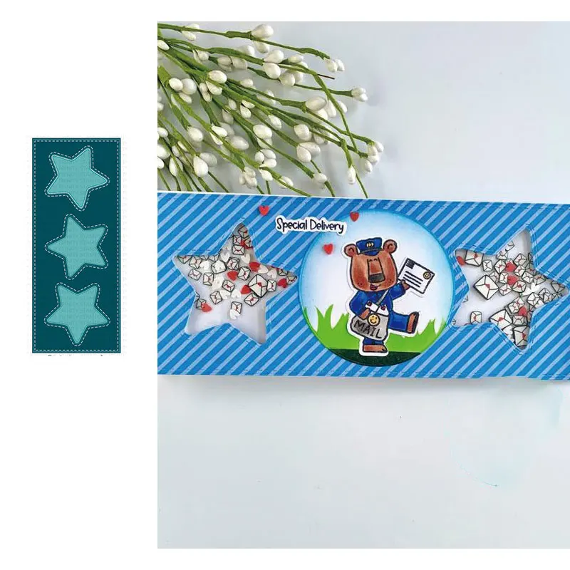 

SLIMLINE STAR TRIO PANEL Metal Cutting Dies Scrapbook Diary Decoration Stencil Embossing Template DIY Greeting Card Albums