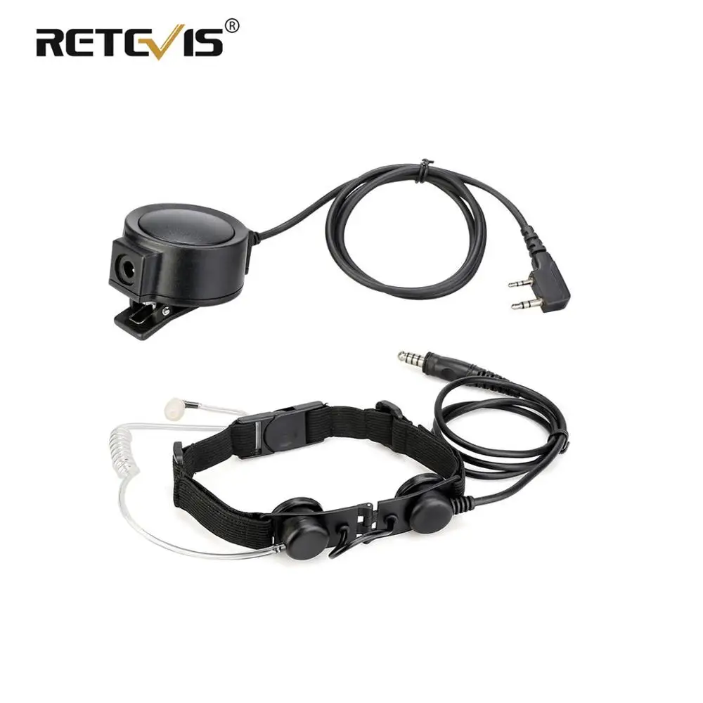 

3-RETEVIS ETK005 Adjustable Tactical Throat Mic With PTT Walkie Talkie Headset For Airsoft Game Headphone