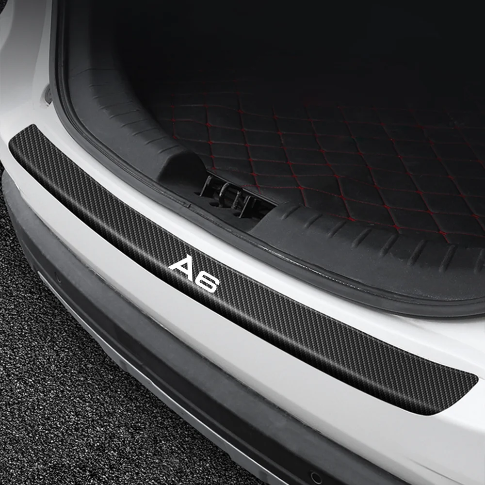 Car Trunk Door Sill Auto Scuff Plate Carbon Fiber Decoration Bumper Guard Sticker Anti Scratches for Audi A1 A2 A3 Q5 Q6 Q7 RS1 |