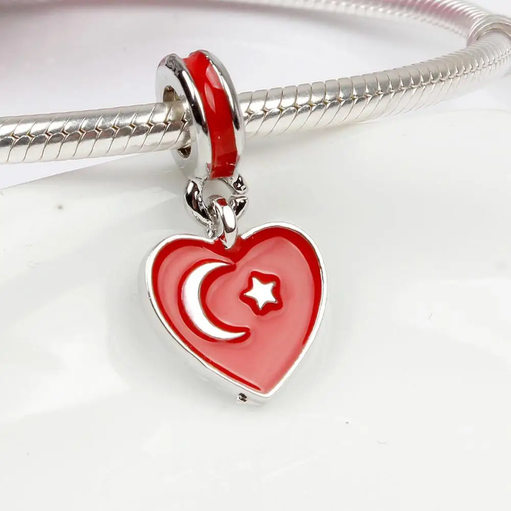 Флаги мира бусинки подходят для оригинального браслета Pandora, изготовления ювелирных изделий, браслета для женщин, подарка-тринкета, эмалированного.