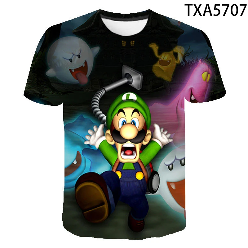 

Boy Girl Kids Luigis Mansion Fashion Streetwear Men Women Children 3D Printed T Shirt Casual Short Sleeve Cool Tops Tee