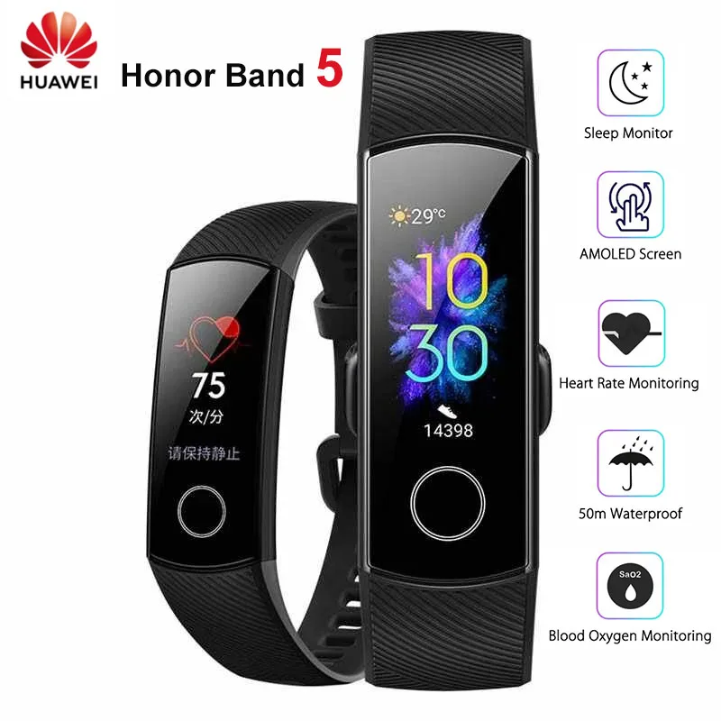 Смарт часы Huawei Honor Band 5 6 водонепроницаемый фитнес браслет с измерением пульса и