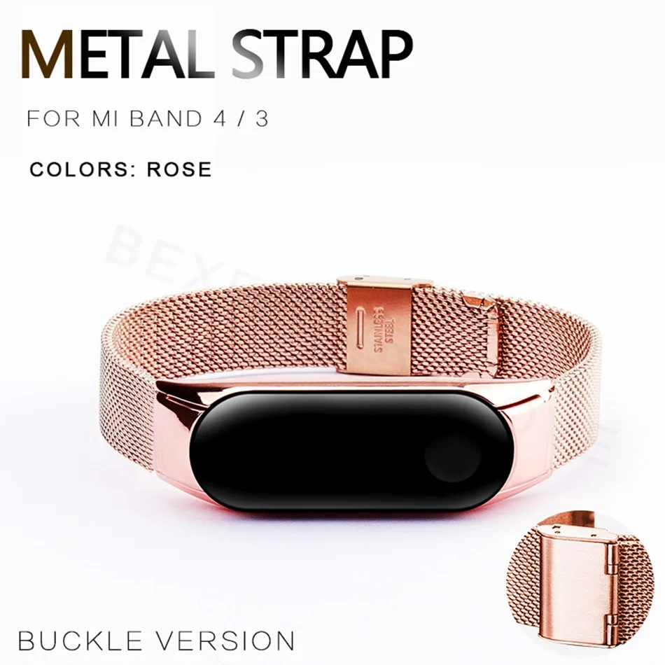 Buckle 018Q Браслет mi Band 4 3 ремешок металлический Безвинтовой ремешок из нержавеющей стали для Xiaomi mi Band 4 3 ремешок mi band 4 3 ремешок для браслета - Цвет: Buckle 018Q