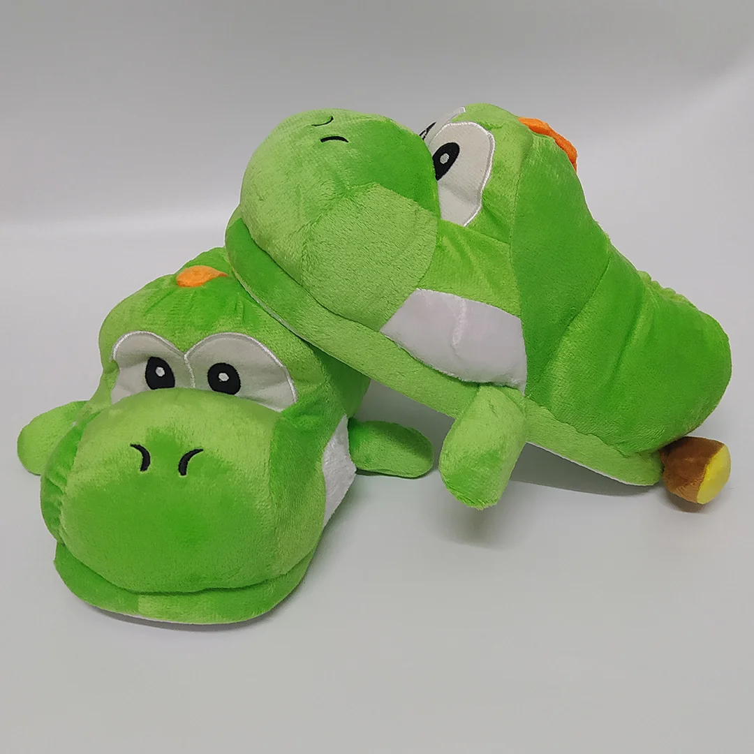 Зимние плюшевые хлопковые тапочки Yoshi Dinosaur Anime Cosplay Мультяшные графические для