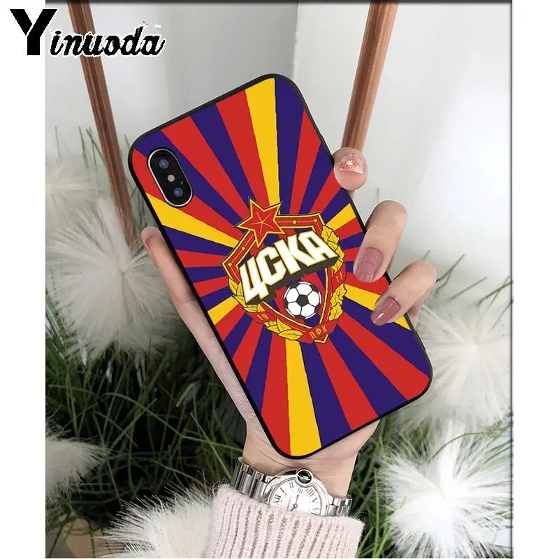 Yinuoda PFC ЦСКА, мягкий черный чехол из ТПУ для телефона iPhone 5 5Sx 6 7 7plus 8 8Plus X XS MAX XR