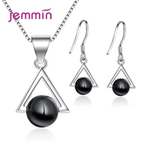 hot selling women 925 sterling silver jewelry sets charm pearl pendant earringsnecklace for weddingengagement party jewelry