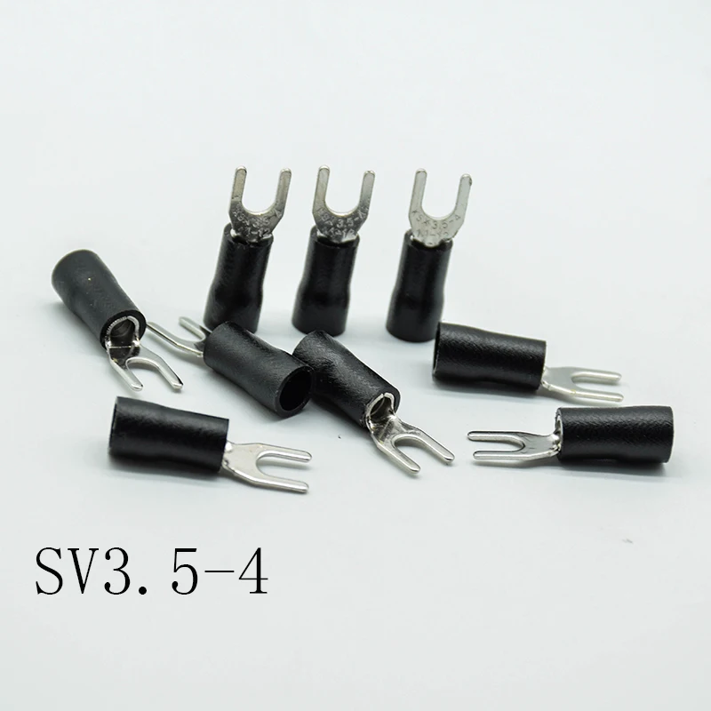 

SV3.5-4 Black Insulated Spade Fork Wire Connector Electrical Wiring Crimp Terminal wire Cable Connector 100PCS/Pack SV3-4 SV