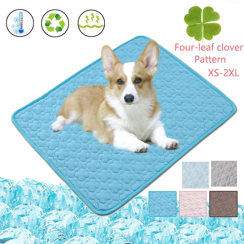 

Pet Cooling Mat Pad Summer Dog Beds Mats Pet Ice Pad Cool Cold Silk Moisture-Proof Cooler Dogs Cat Blanket Sofa Mat Blue Pink