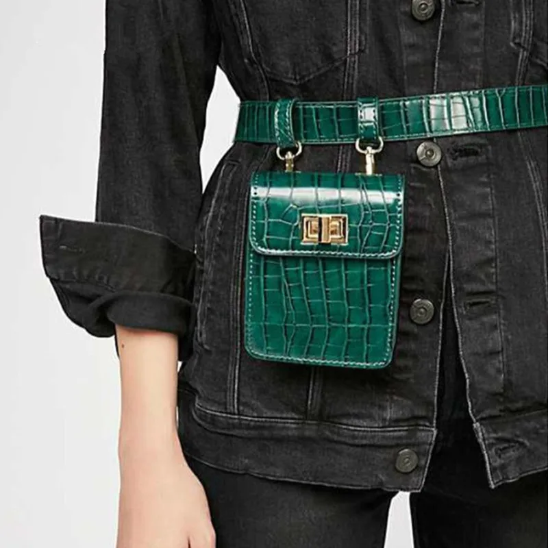 

New Crocodile Pattern Waist Bags Women Pu Leather Fanny Pack Fashion Belt Bag Female Mini Waist Pack Designer Messenger Bolsa#25