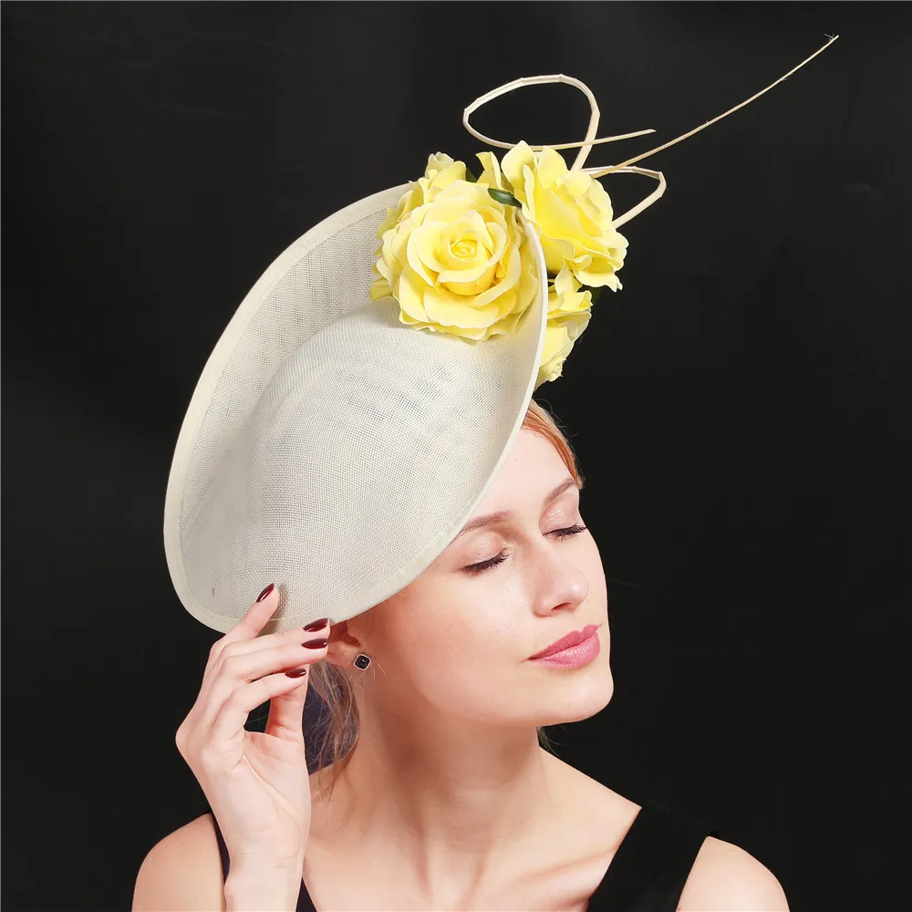 Cocktail Church Hats Elegant Kenducky Big Hair Fascinators For Prom Women Fedora Gorgeous Lady Fancy Nice Rose Flower Headwear