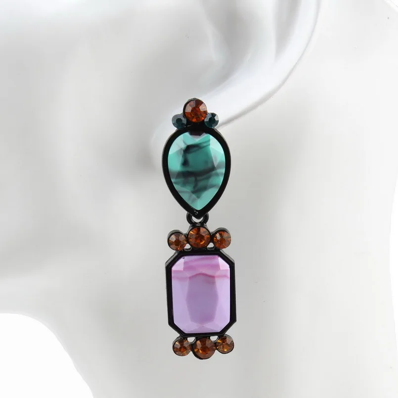 Florosy Модные Новые висячие серьги с листьями и кристаллами для женщин черные