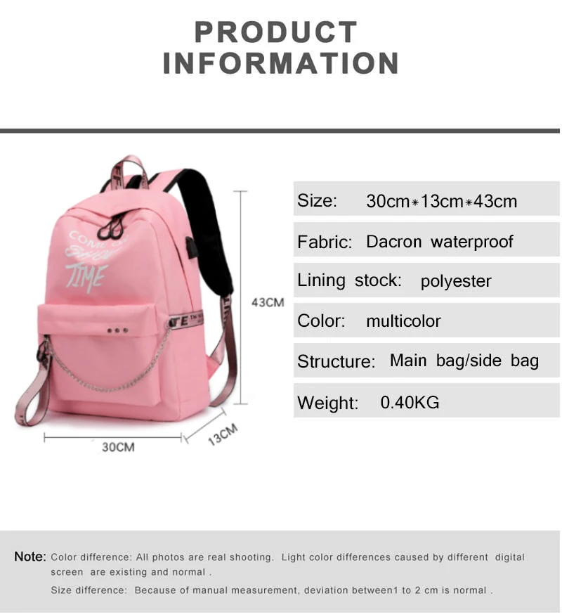 Women's Backpack School Bag for Teenage Girls New Waterproof Nylon a bag Travel Soulder Bags Female Preppy Style Knapsack