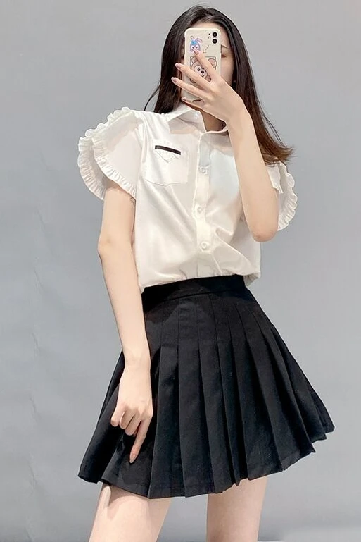 

P home agaric edge lace shirt joker college female temperament brim Elegant womens shirts plus size women luxury clothing