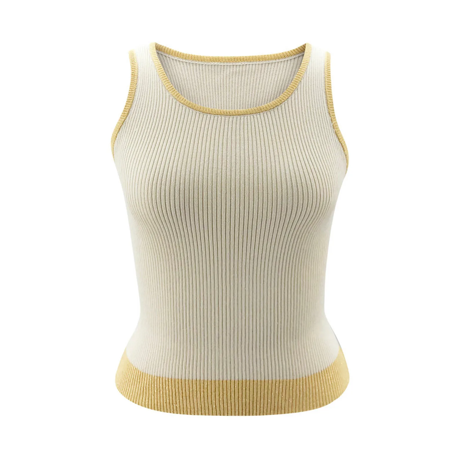 

2021 New Women Solid Color Sleeveless O-neck Tops Elastic Waist Shorts Splicing Set Training Set Women Shorts Casual Temperament