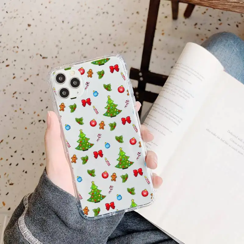 

Merry Christmas new year Phone Case Transparent for iPhone 11 12 mini pro XS MAX 8 7 6 6S Plus X 5S SE 2020 XR