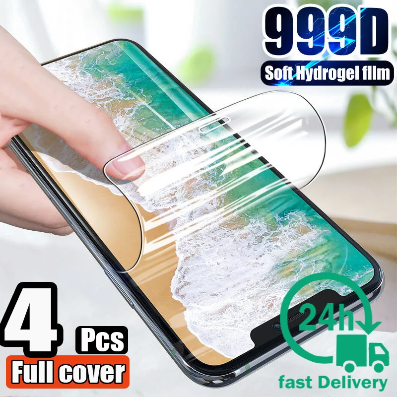 

4Pcs Hydrogel Film Not Glass On iPhone 7 11 8 Plus 6 SE 2020 Screen Protector For iPhone 13 12 Pro X XR XS Max