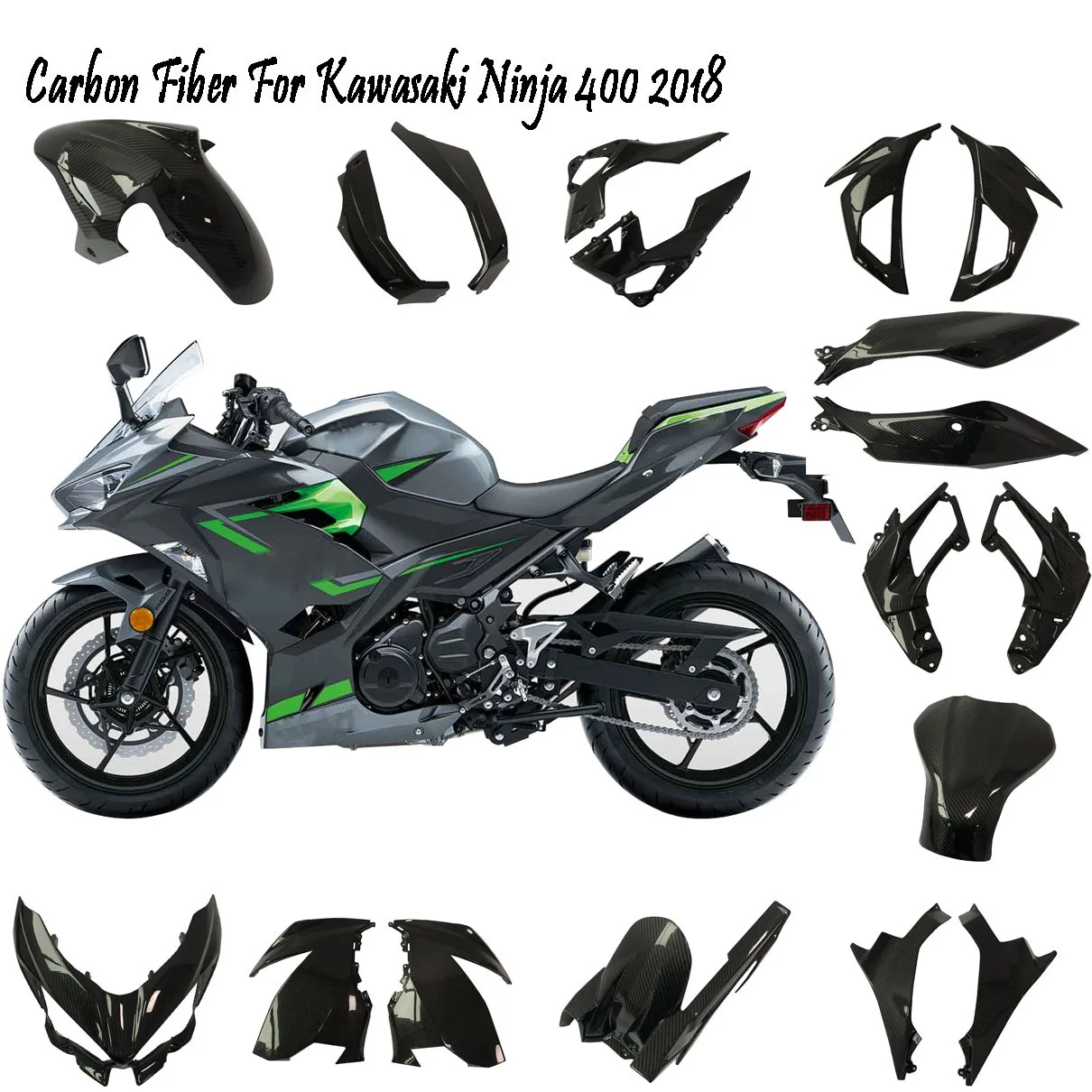 Чехол для передних фар подходит 18-19 2018 2019 KAWASAKI NINJA 400 EX400 крышка капот 3K твил карбон
