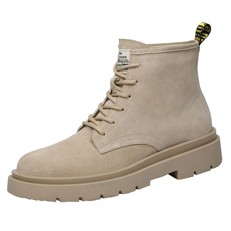 

new winter and help work boots Martin boots men's Leather Medium 2021 shoes men's high top leisure desert boots