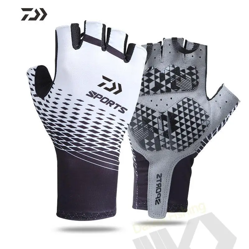 

Summer Fishing Gloves Daiwa Sun Protection Breathable Anti-Slip Anti-Sweat Outdoor Camping Hiking Fishing Gloves Half Finger