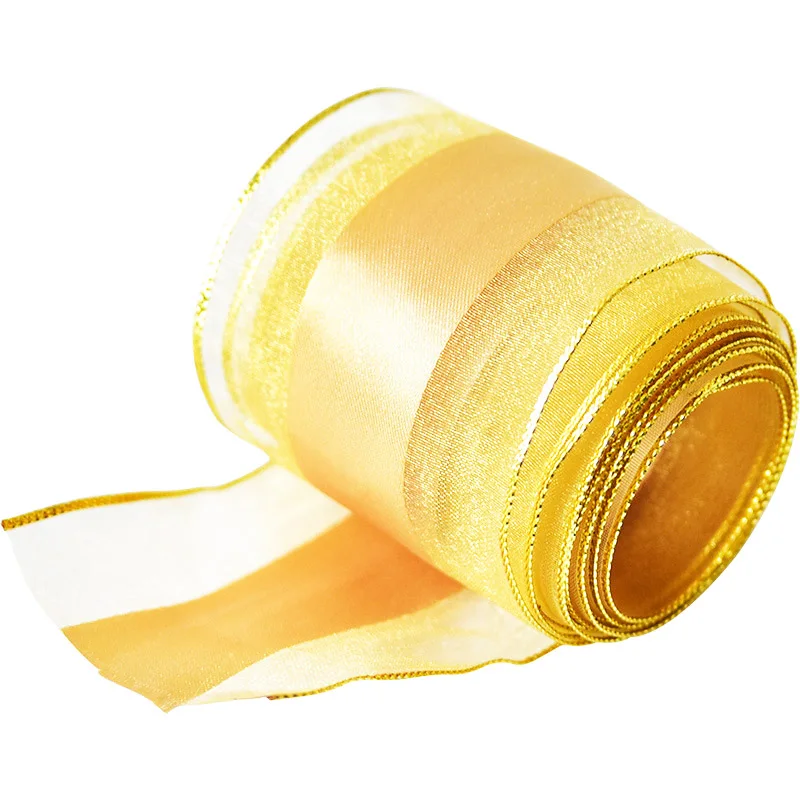 Лента шелковая в полоску 38/65 мм 2 ярда для упаковки подарков | Дом и сад