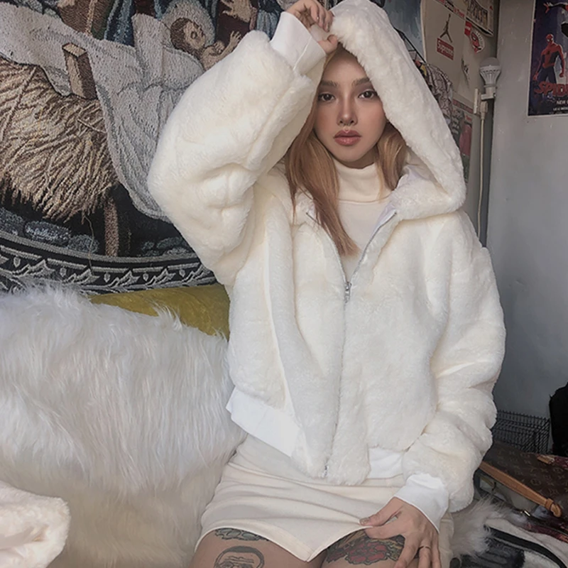 

Mink Coats Women 2020 Winter Top Fashion White FAUX Fur Coat Elegant Thick Warm Outerwear Fake Fur Jacket Chaquetas Mujer