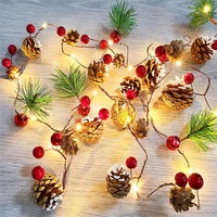 2m 20 led string light outdoor waterproof christmas pine cone light led copper wire fairy garland patio decorate lamp