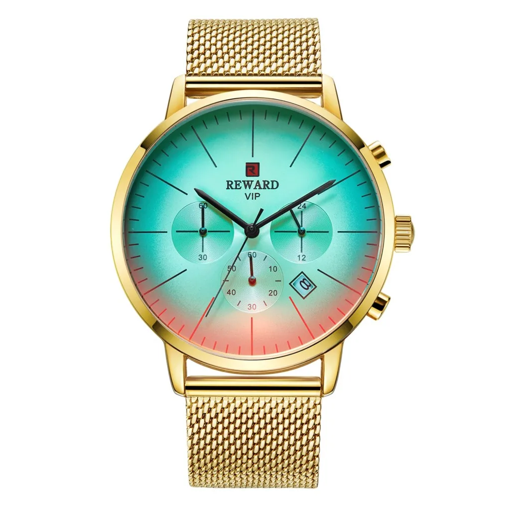 

Sleek Minimalist Calendar Stainless Steel Mesh Belt Mens Quartz Watch relogio masculino curren watch men Reloj