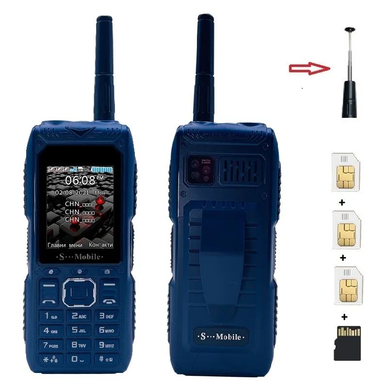 S555 3Cards 3 Standby Outdoor Mobile Phone Standby Long  Can Pull Up Antenna Signal Strongly Send Waist Clip
