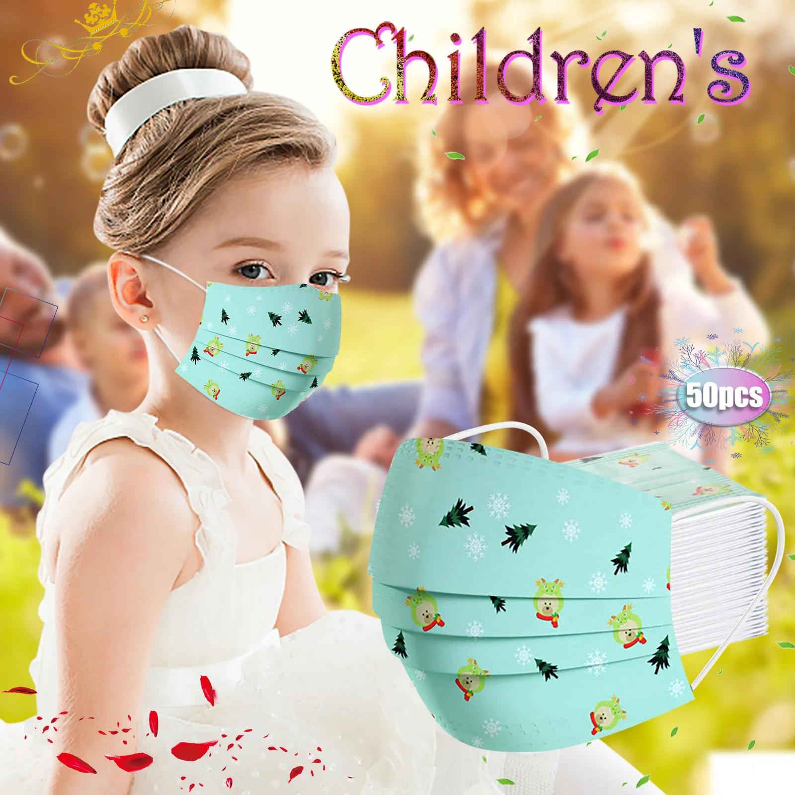

Lovely Cute Cartoon Animal Disposable Face Mask Dust-proof Children Masks Mascarillas Masque Rose Mouth Caps Child Mask 50pcs